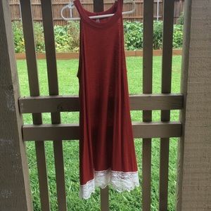 Red halter shirt with lacy design